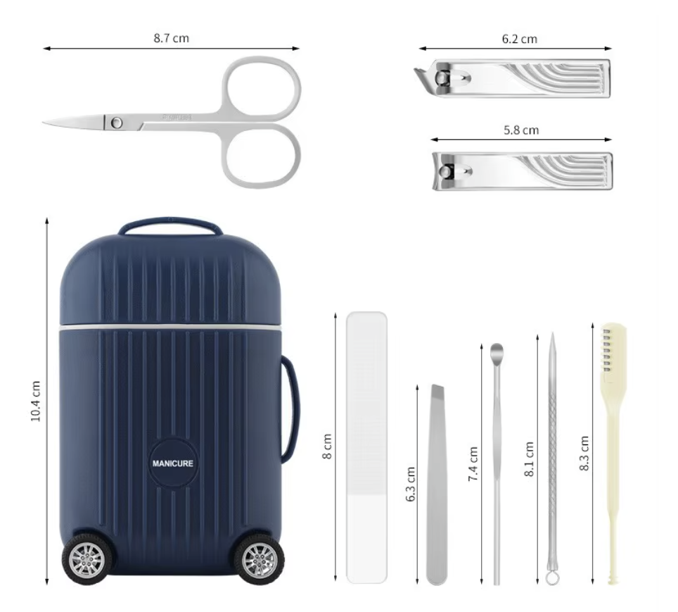8-Piece Manicure & Pedicure Set Mini Luggage Suitcase