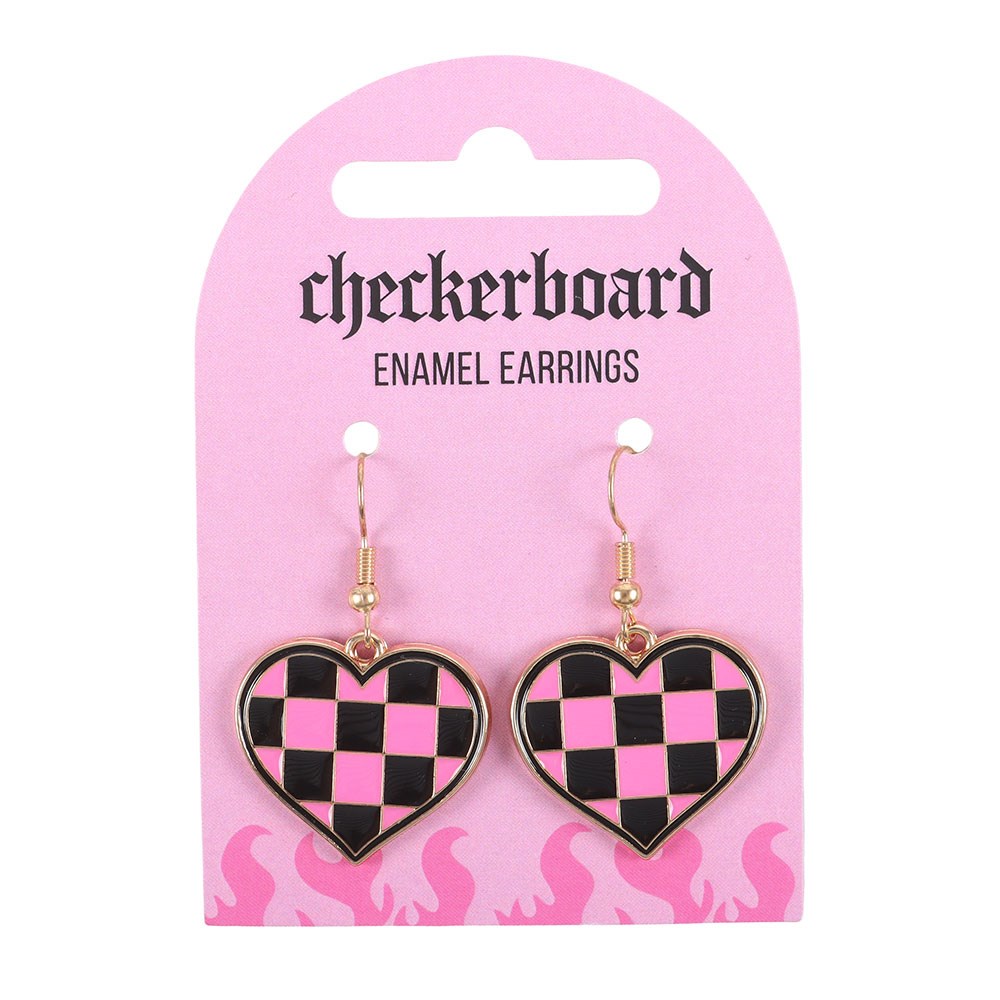 Checkerboard Heart Earrings