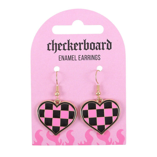 Checkerboard Heart Earrings